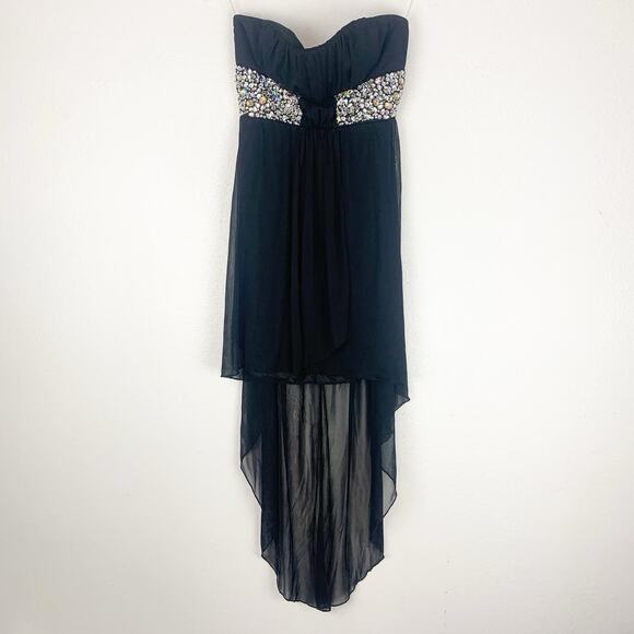 Windsor Dress Womens Medium Rhinestone‎ Empire Waist Y2K High Low Flowy Party M - Picture 1 of 11
